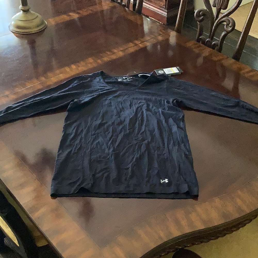 Black long sleeve dry fit workout shirt